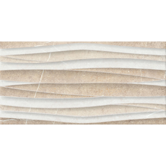 Ανάγλυφο μπεζ πλακάκι τοίχου SABOYA OLAS BEIGE 25x50 με όψη πέτρας